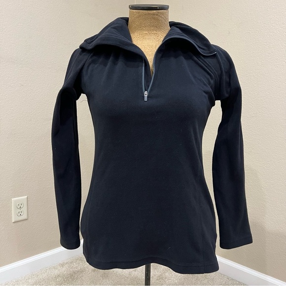 Mountain Hardwear 1/4 Fleece Zip Sweater Shirt Black Size Small Outdoor Active - Picture 1 of 13